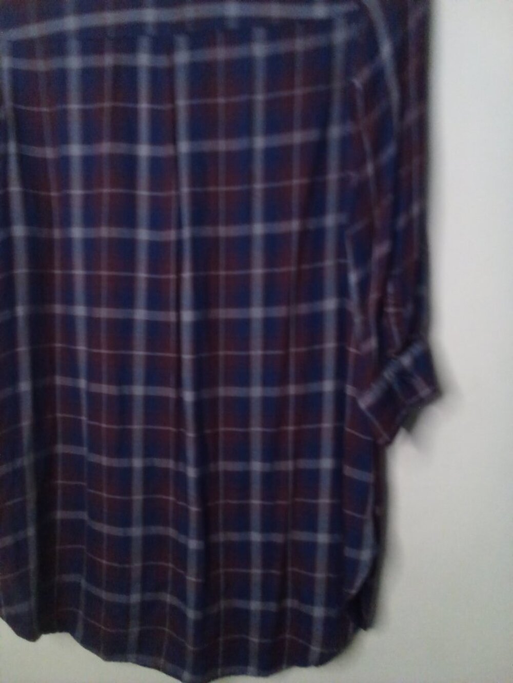 Khakis & Co Women S Button Up 3/4 Sleeve Pockets Plaid Red Blue - Picture 14 of 15